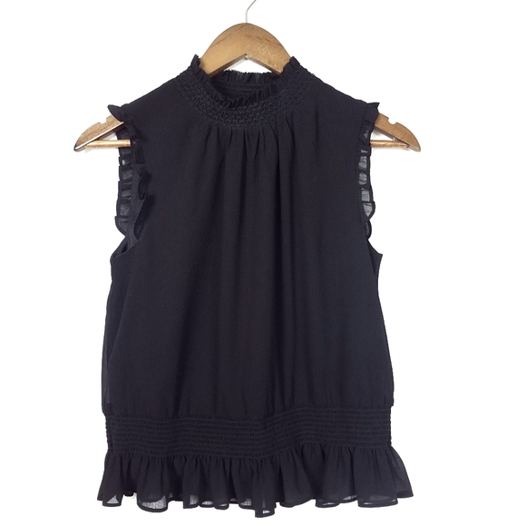 J.Crew Crinkle Chiffon Mock Neck Smocked Top - Picture 3 of 8